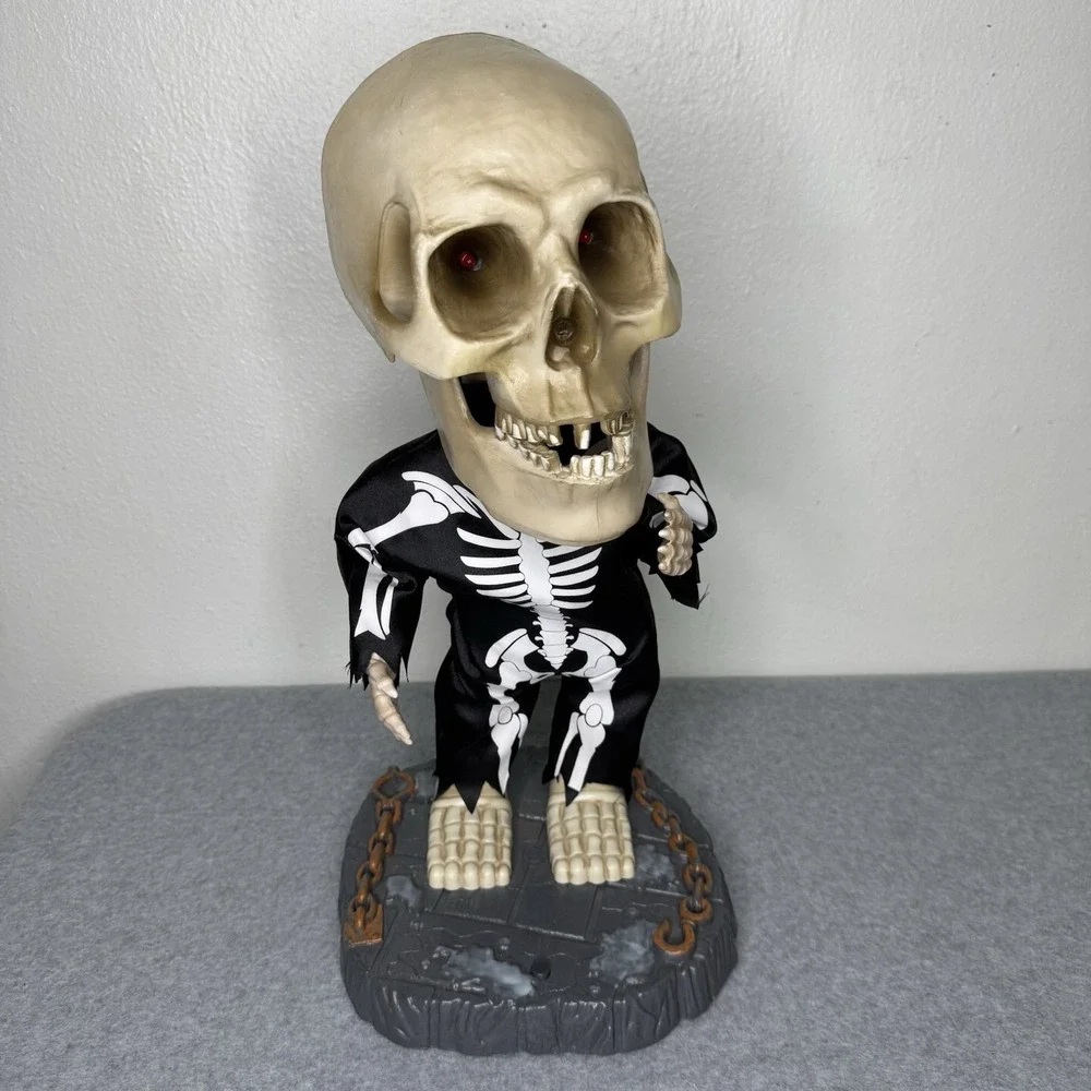 Gemmy Animated Singing Dancing Big Head Skeleton Halloween Figurine READ‎